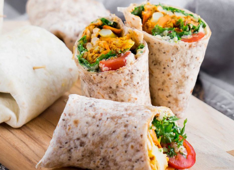 Gobi Aloo Wrap – Cauliflower, Potato & Toasted Red Lentil Vegan Hummus Wrap