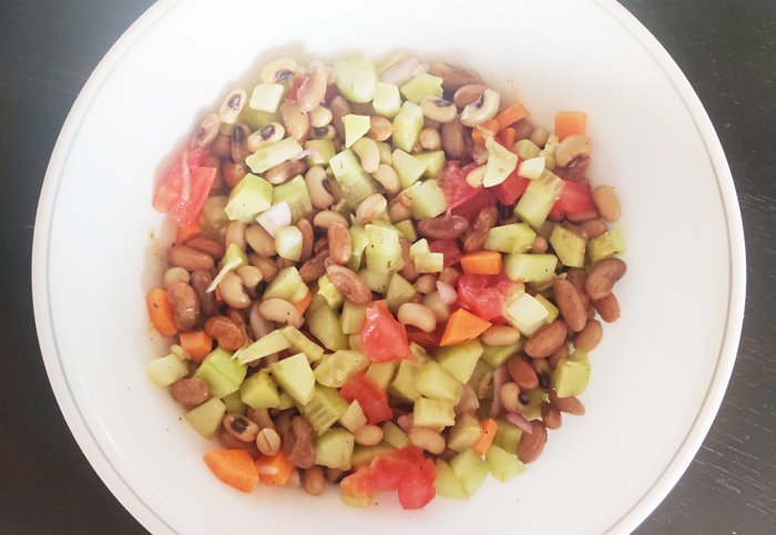 Vegan chick pea and kidney beans salad