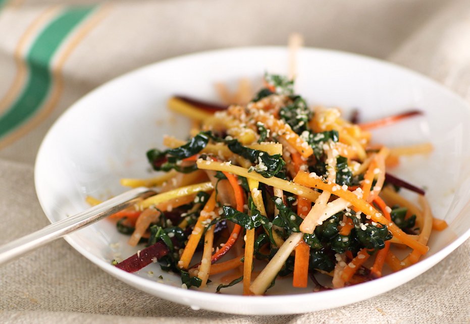 Kale Salad with Carrot Ginger Dressing