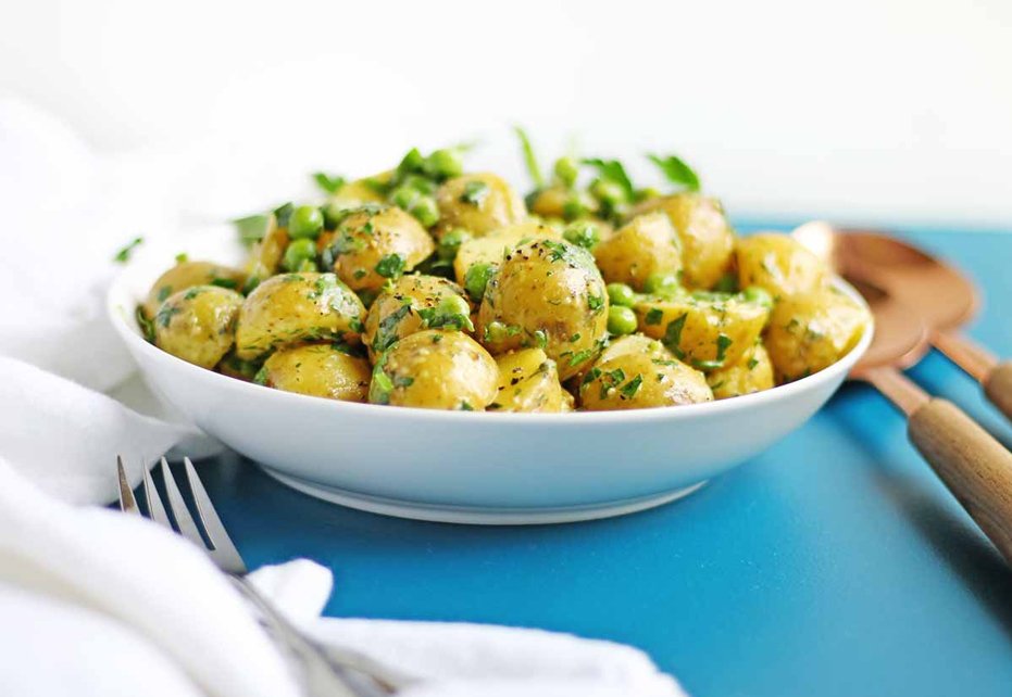 Vegan Potato Salad with Turmeric and Green Peas