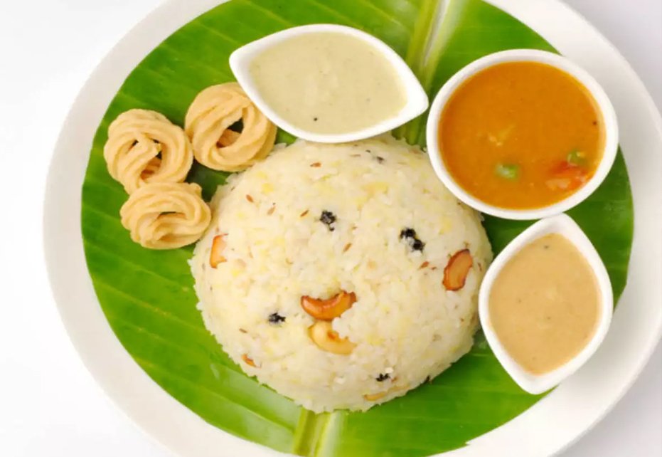 Ven Pongal, a savory South Indian rice and lentil khichdi