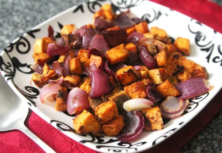 Roasted Sweet Potatoes and Red Onion