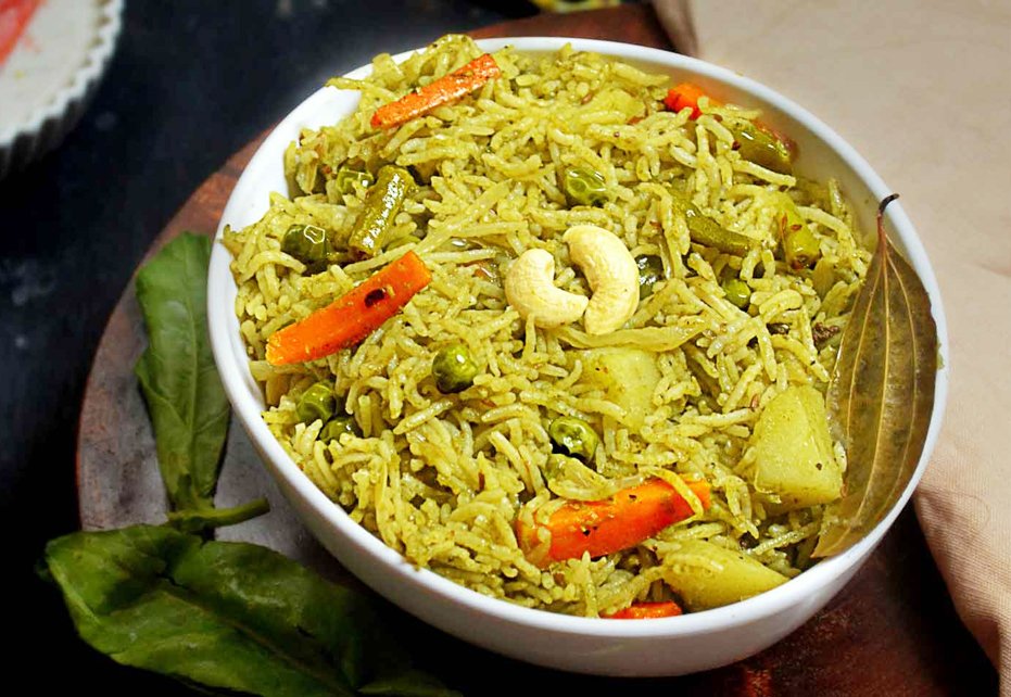 Palak Pulao (Spinach Rice) Recipe