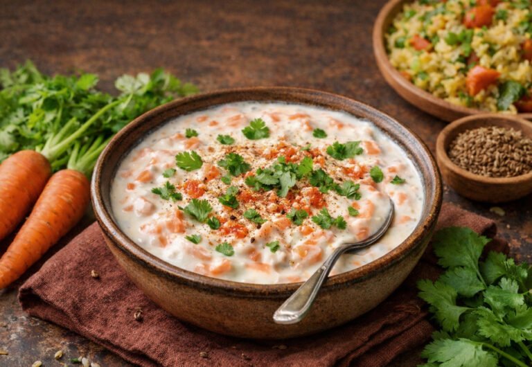 Carrot Raita Recipe | Healthy Indian Yogurt Side Dish